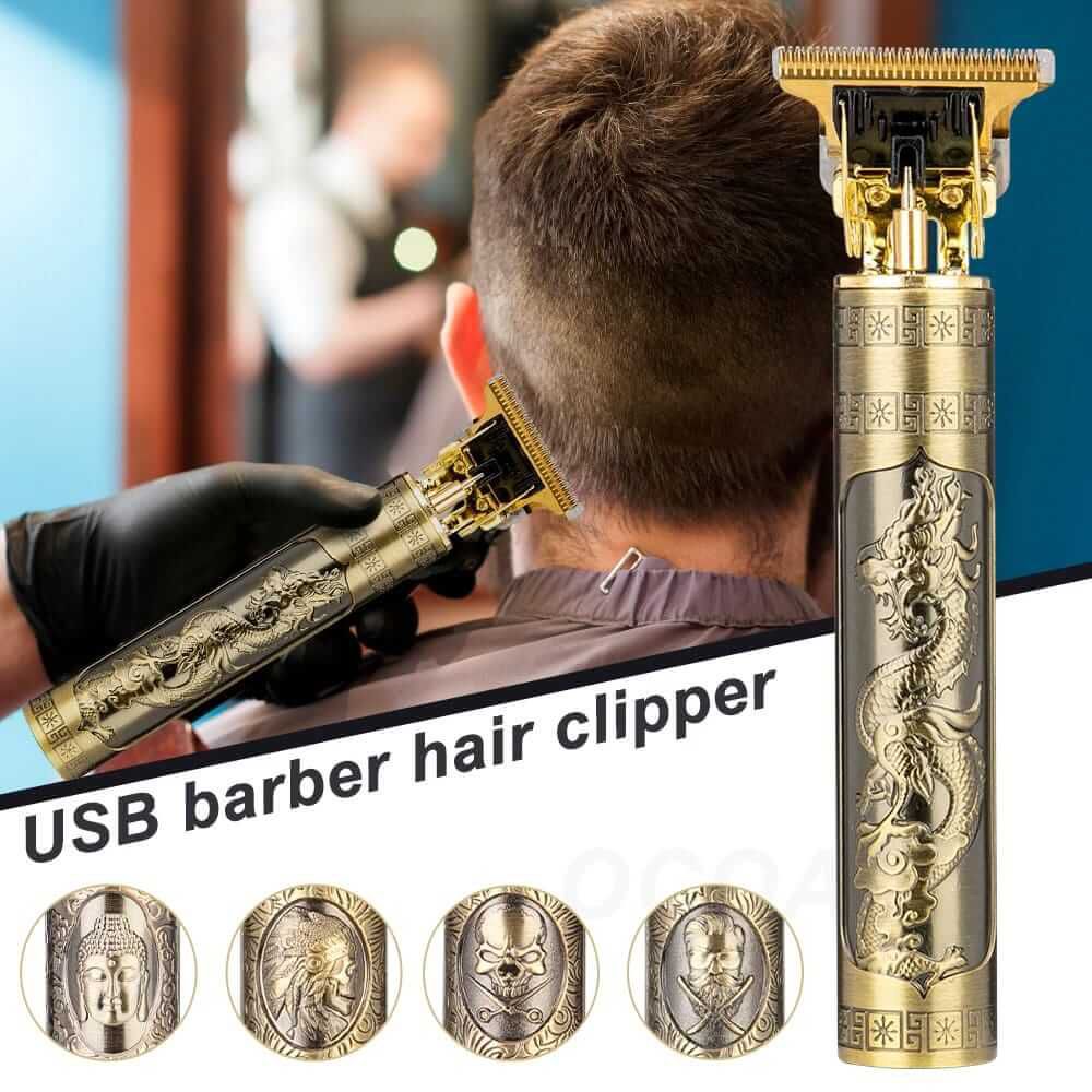 Dragon Engraved T-Blade Beard Trimmer - Rechargeable Hair Clipper